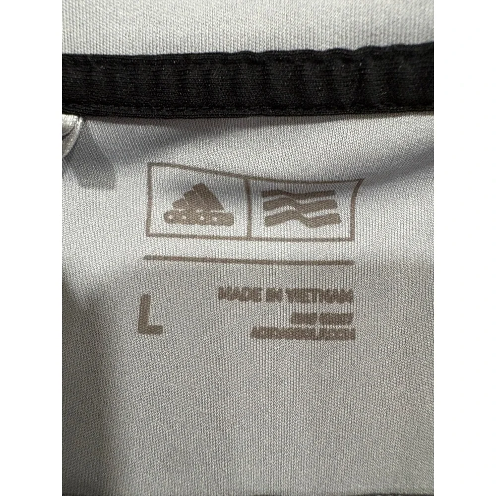 Adidas Golf Mens Large Grey Short Sleeve Performance Polo Shirt 3-Stripe Back